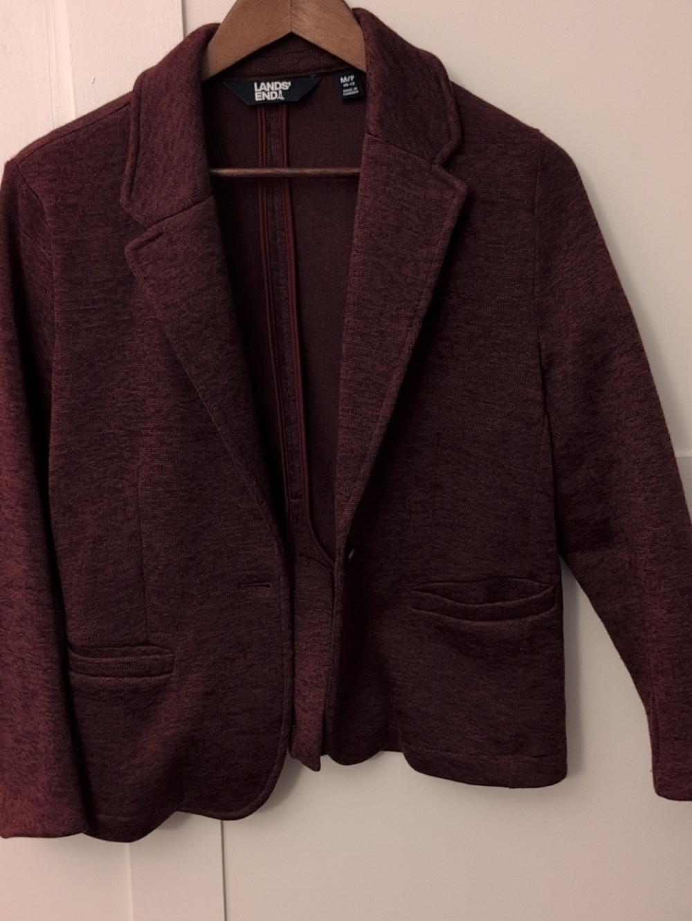 Lands' End Women's Maroon Knit Blazer-petite